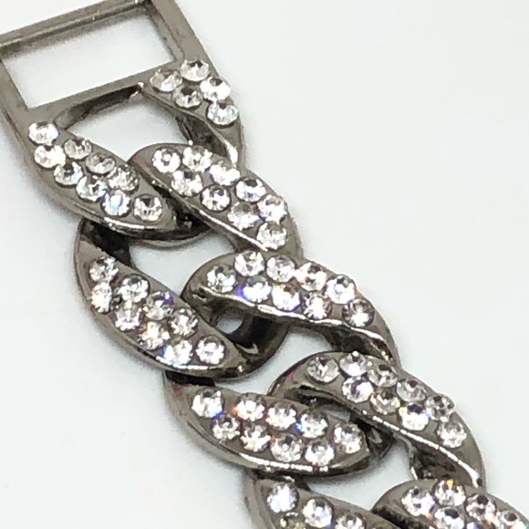 Silver Cuban Link Bracelet with CZ’s - Picture 4 of 8